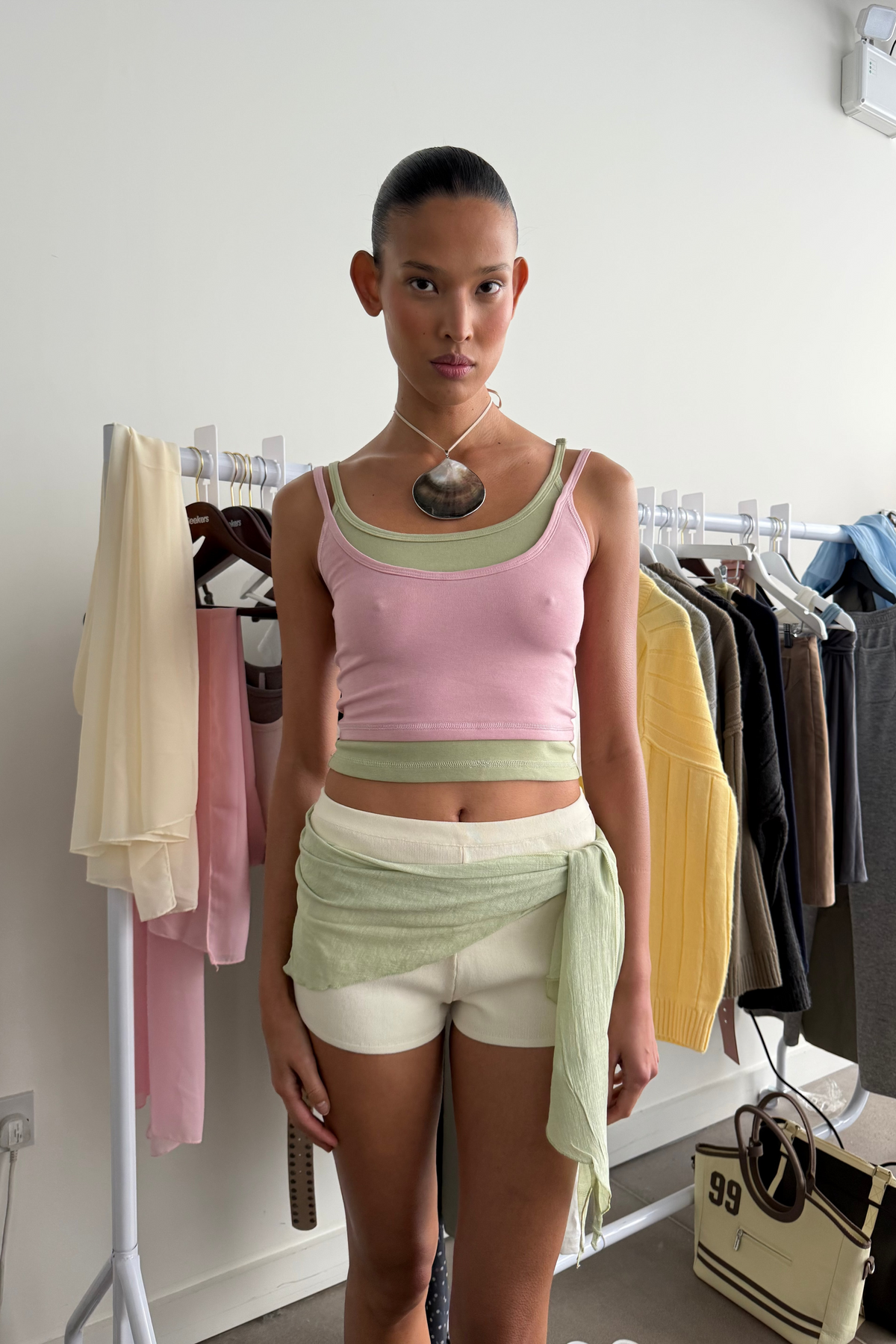 Huggie Layered Strappy Top in Soft Pink