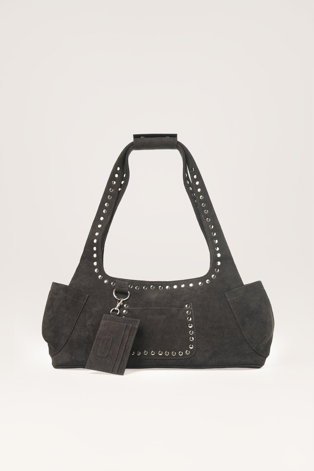 Martha Faux Suede Carryall in Dark Grey