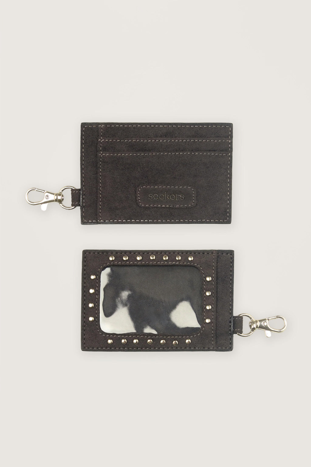 Martha Faux Suede Cardholder in Dark Grey