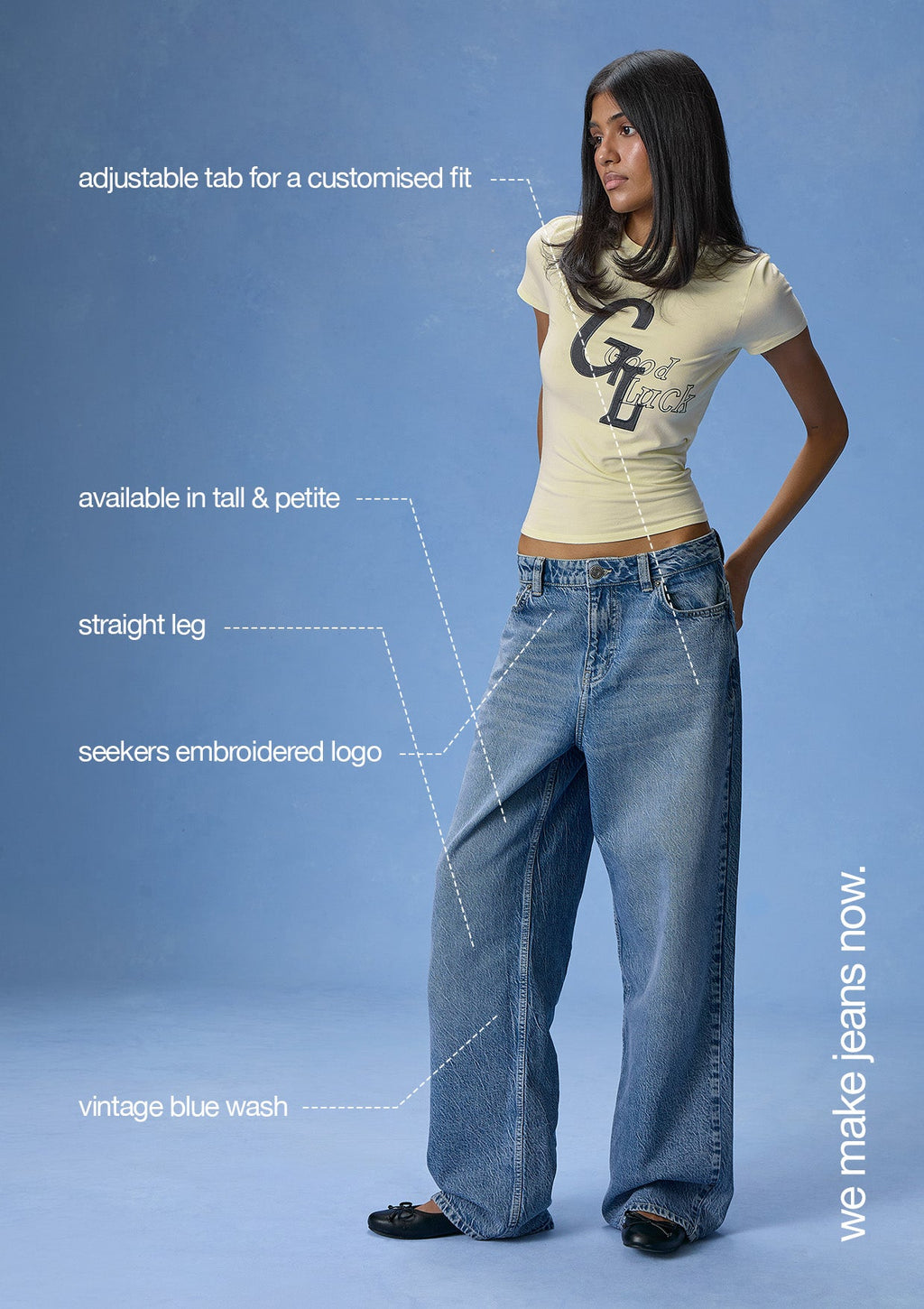 Sally Straight Leg Denim Jeans in Mid-Wash