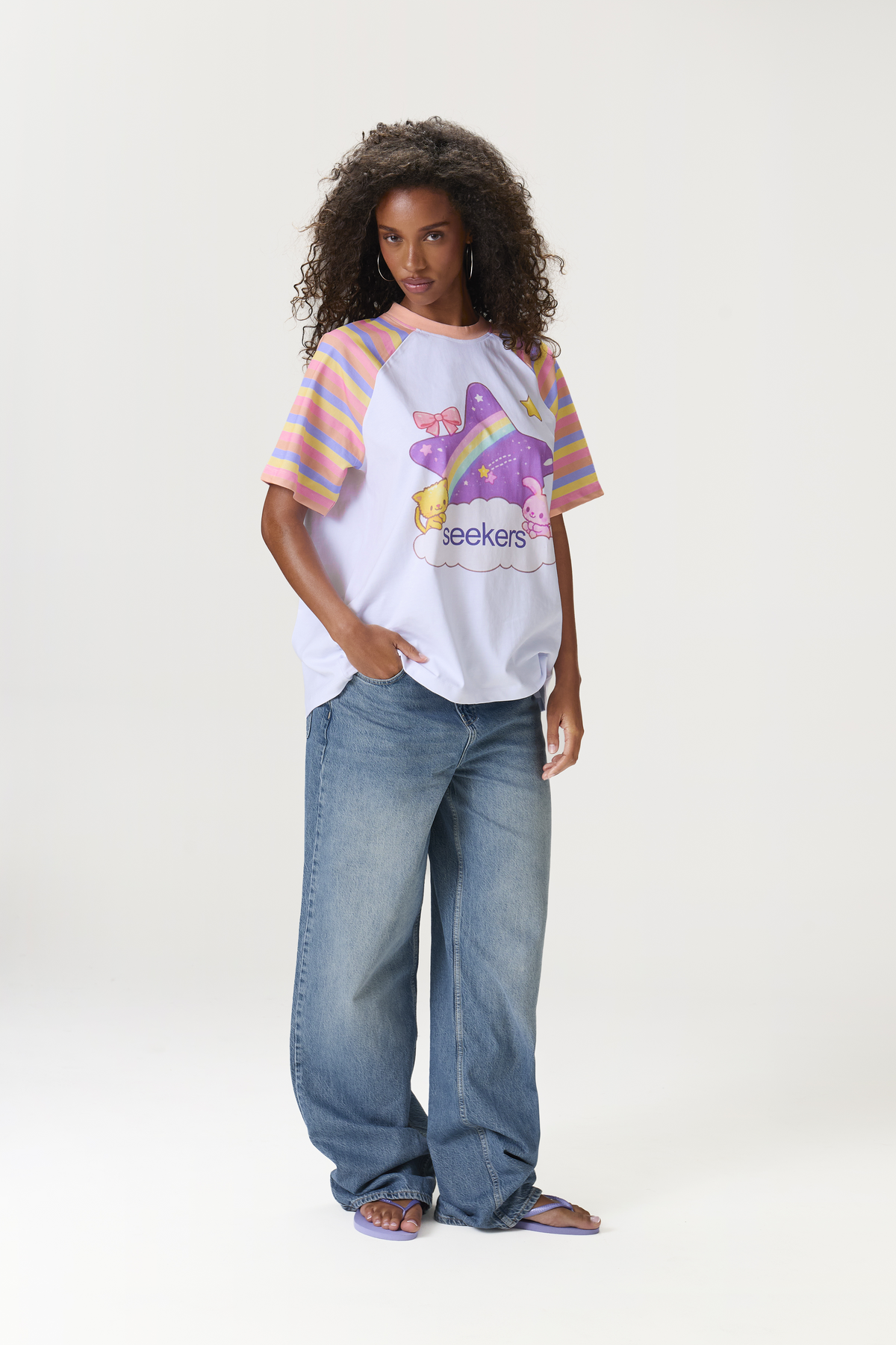 Patootie Striped Raglan Oversized Tee