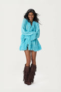 Santana Fringe Cardigan in Aqua