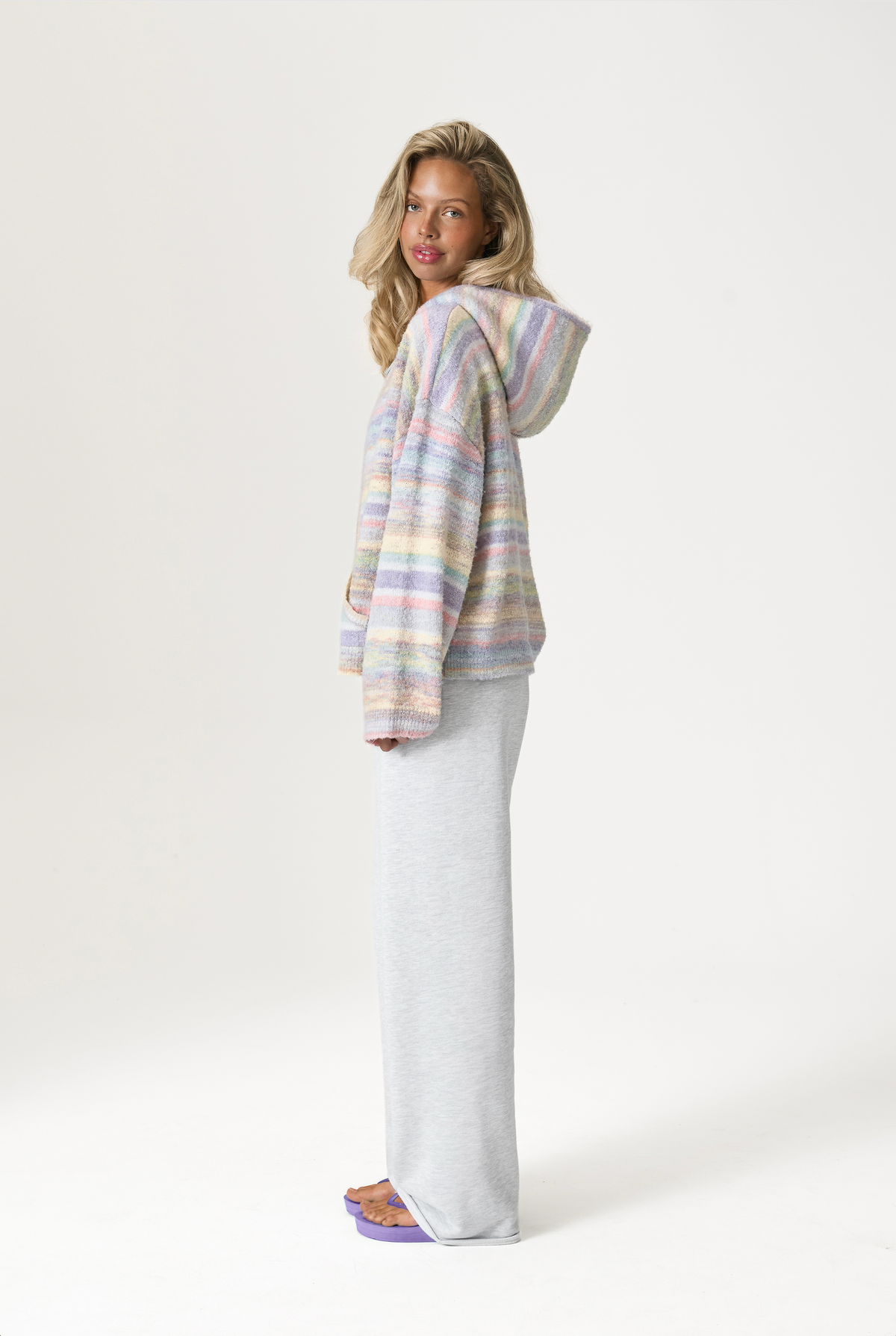 Emmett Knit Zip Up Hoodie in Pastel