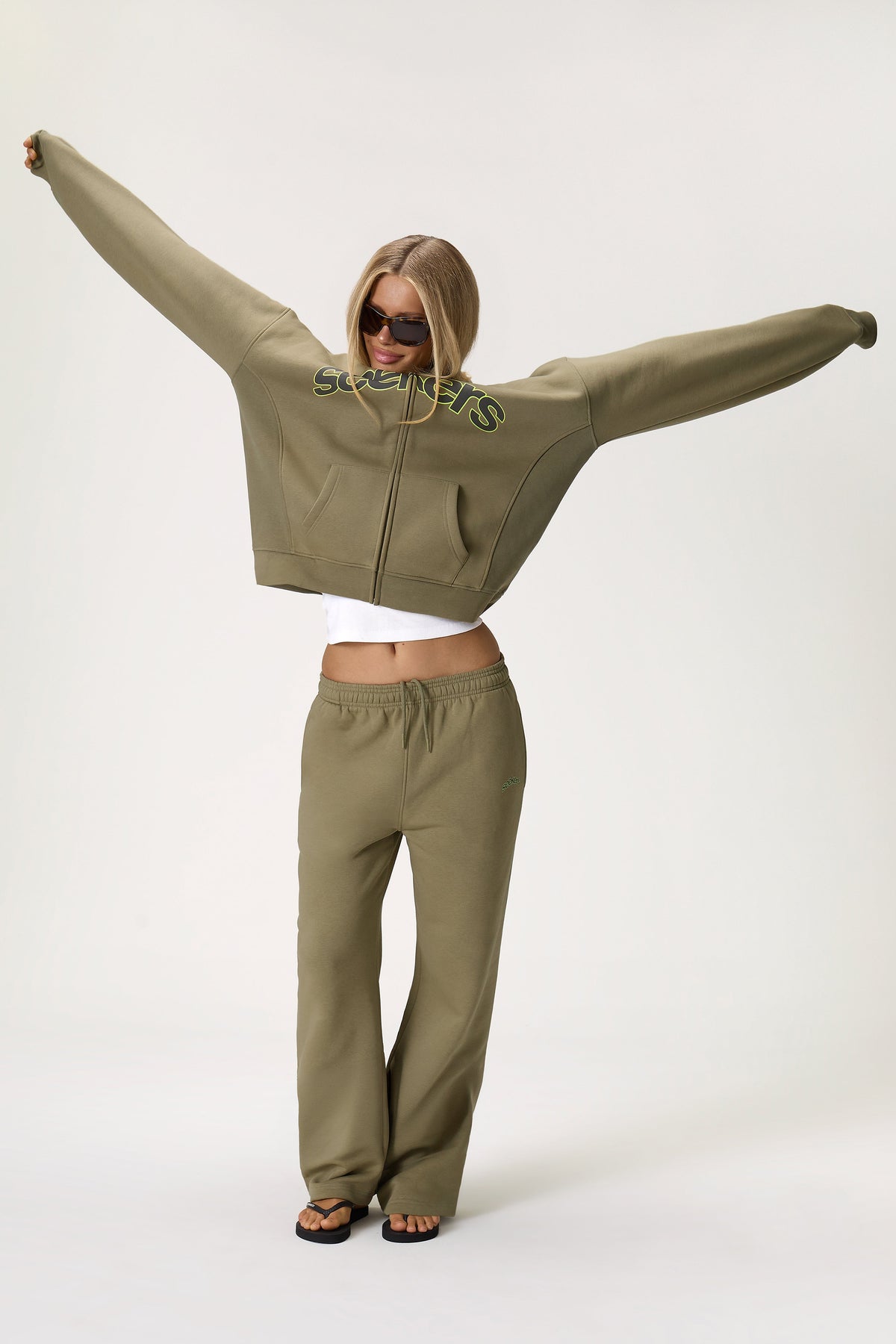 Seekers Doozy Wide Leg Sweatpants in Khaki