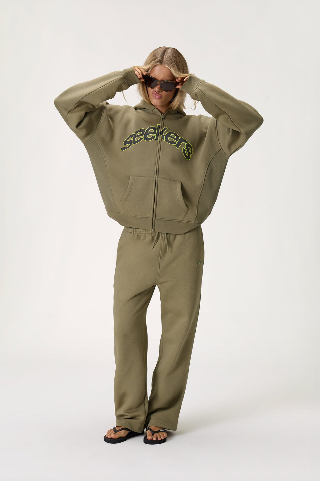 Seekers Doozy Wide Leg Sweatpants in Khaki