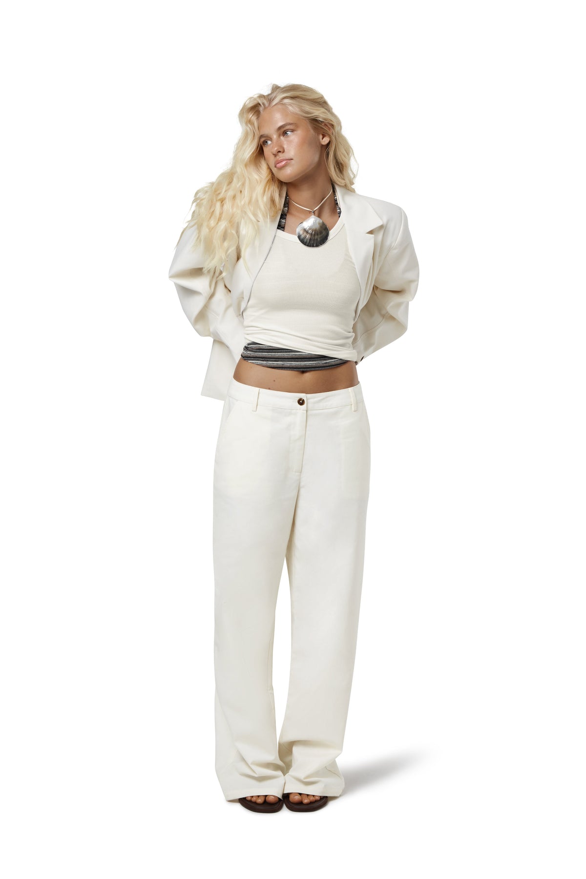 Frankie Straight Leg Linen Trouser in Cream