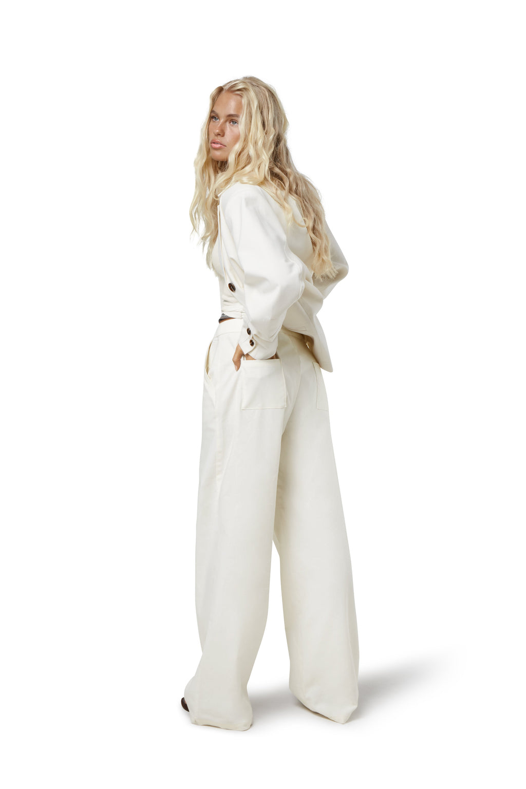 Frankie Straight Leg Linen Trouser in Cream