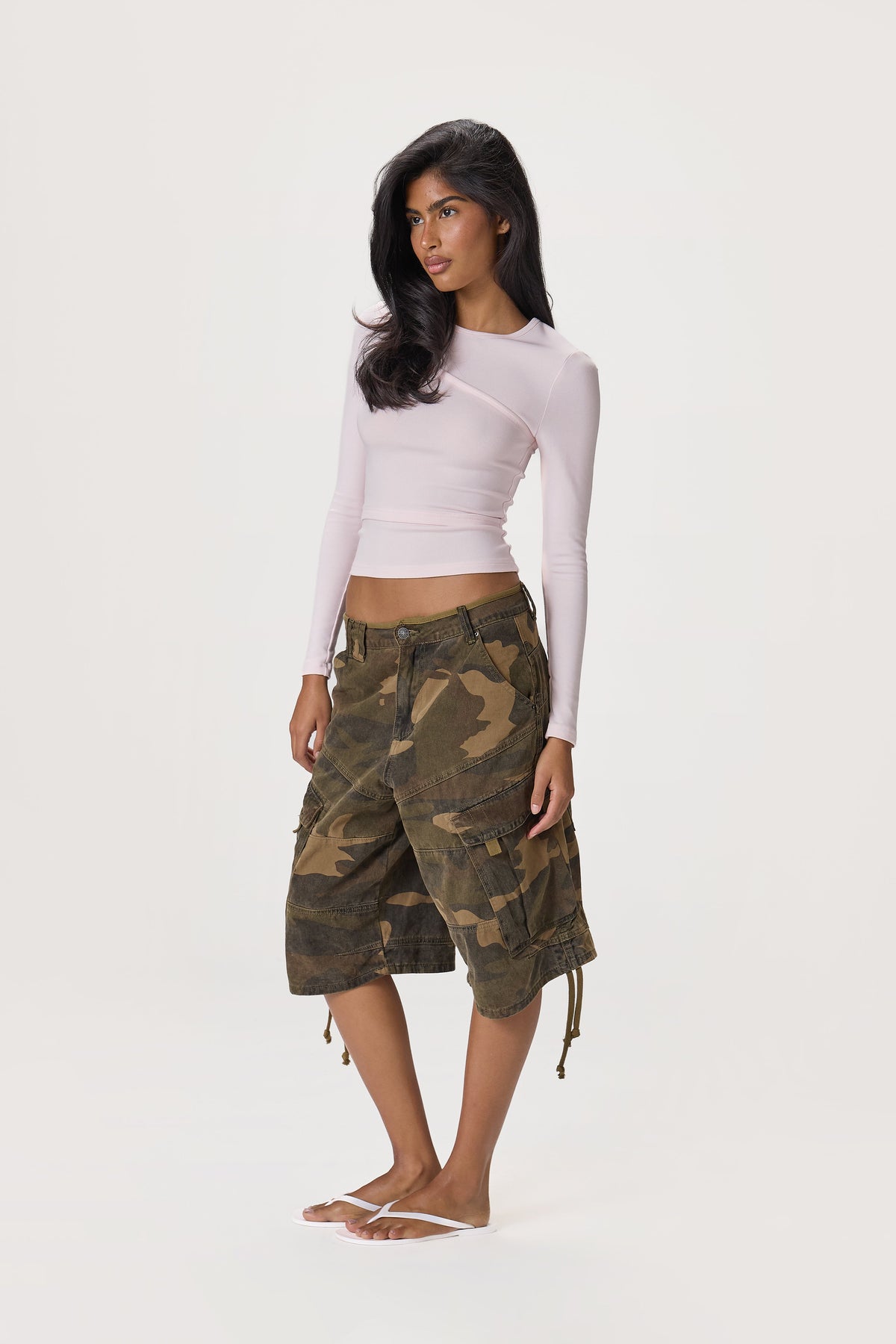 Lenzie Layered Long Sleeve Top in Light Pink