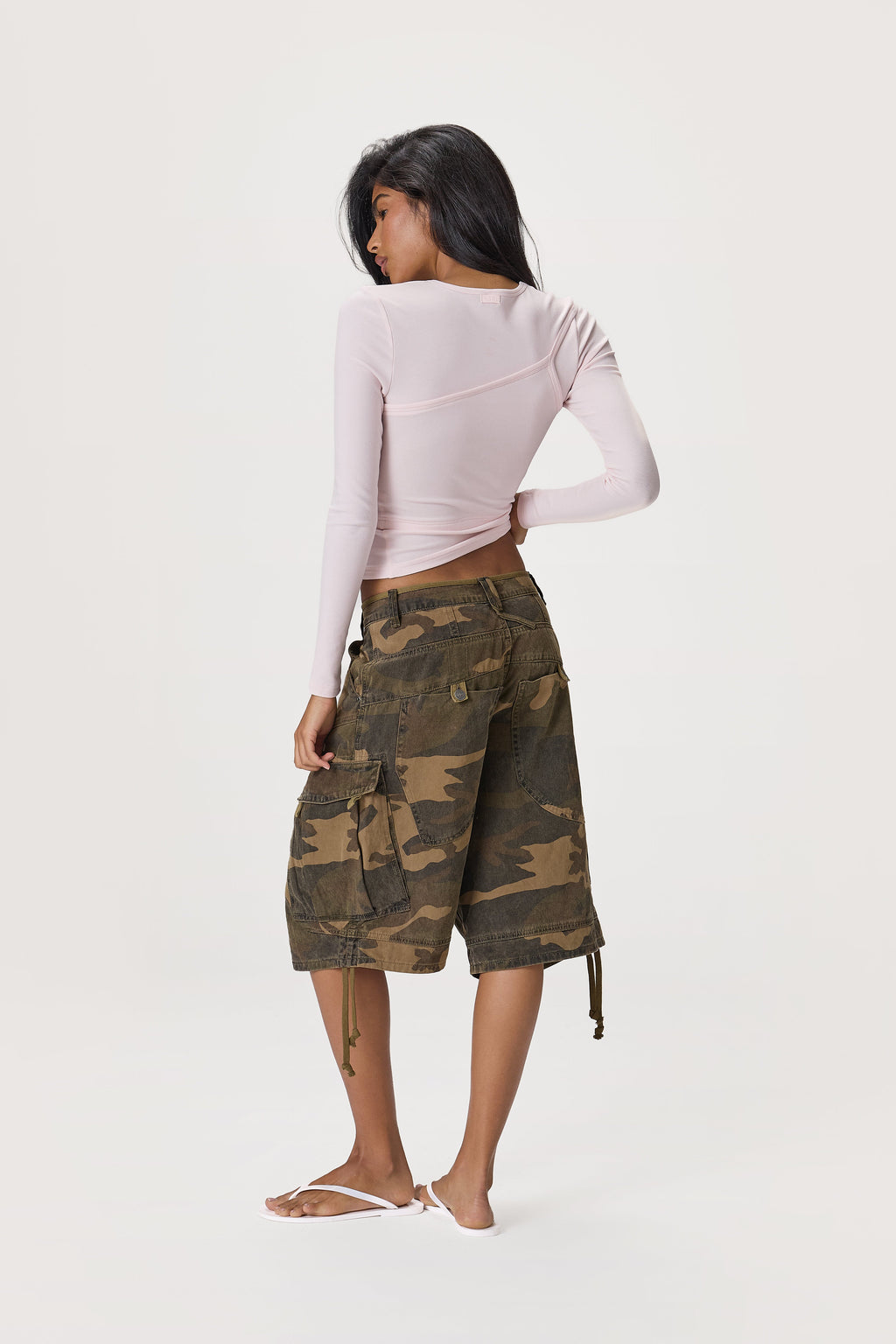 Lenzie Layered Long Sleeve Top in Light Pink
