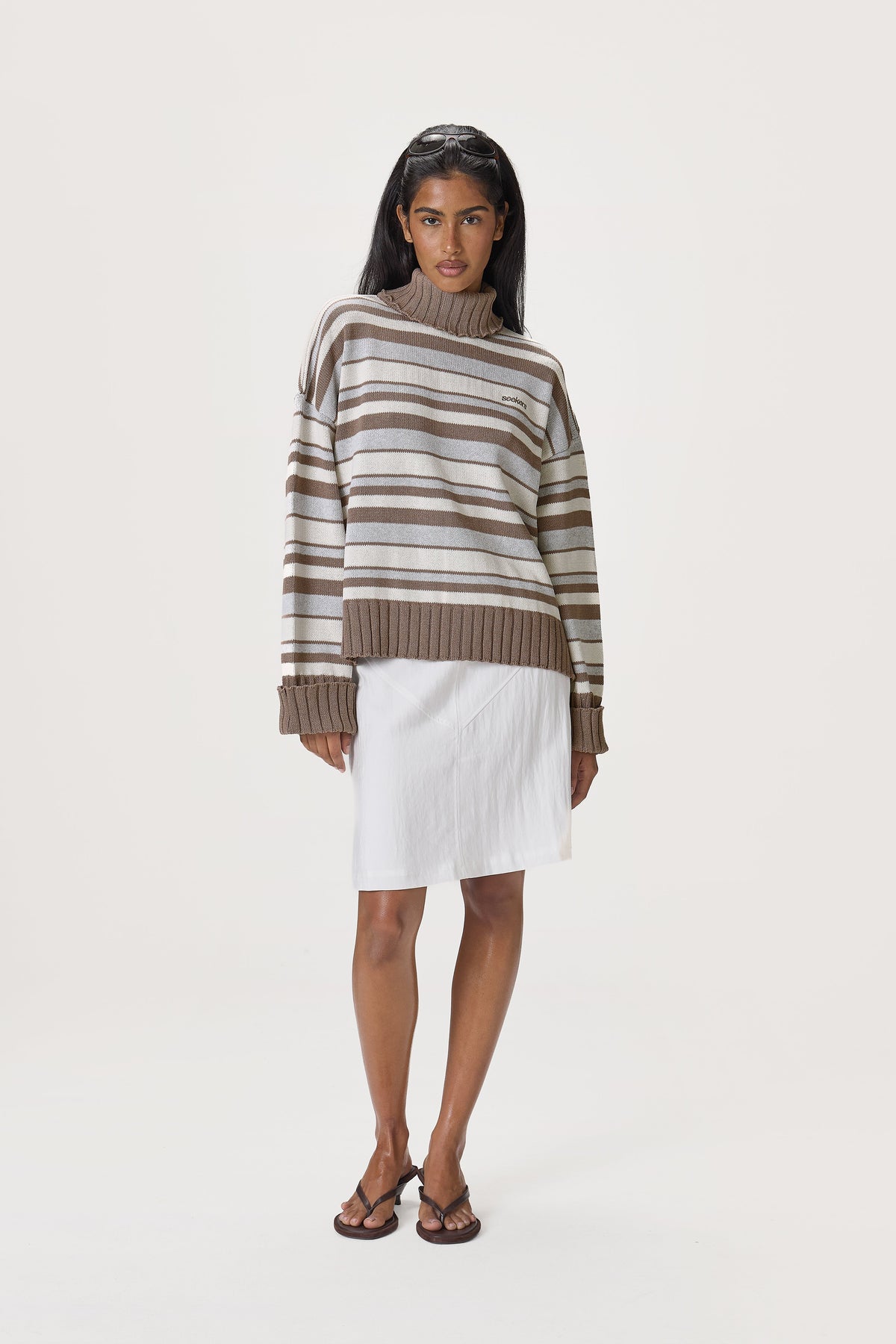 Billie Lightweight Midi Skirt in White