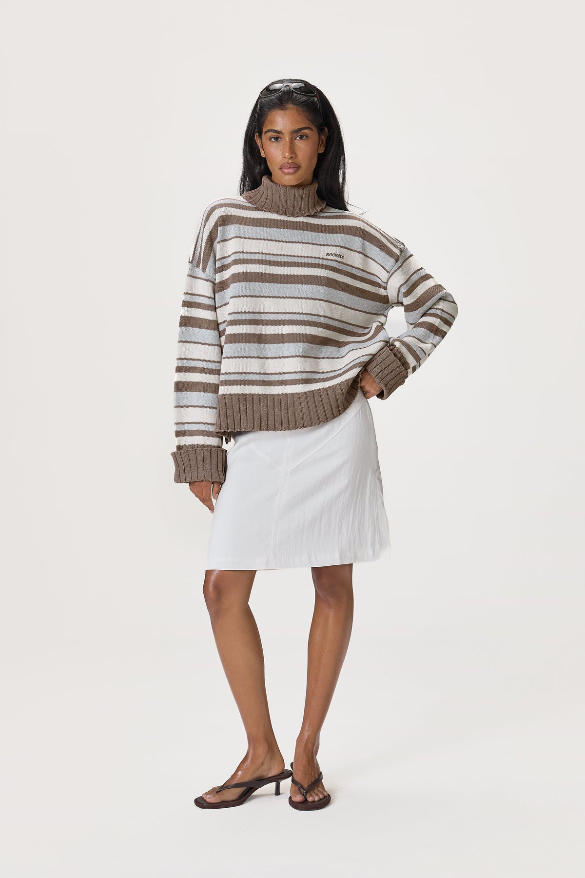 Billie Lightweight Midi Skirt in White