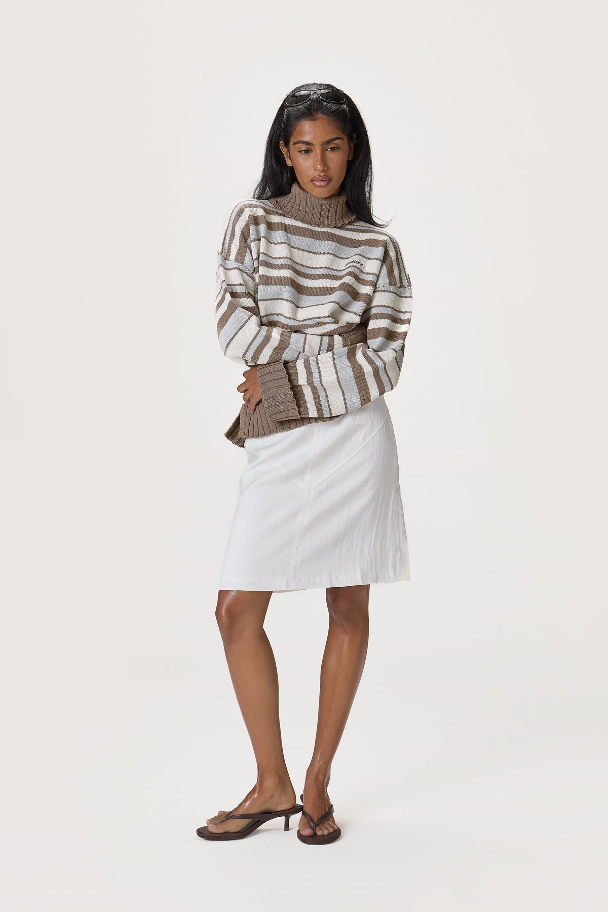 Billie Lightweight Midi Skirt in White