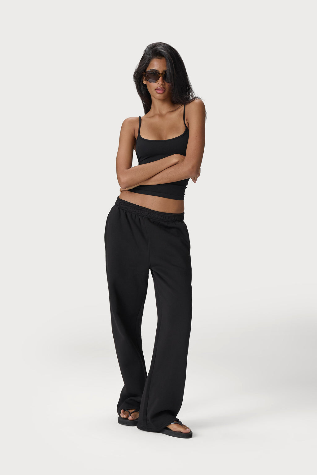 Seekers Classic Wide Leg Sweatpants in Washed Black