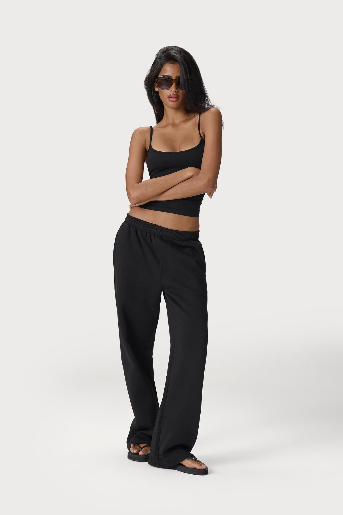 Seekers Classic Wide Leg Sweatpants in Washed Black
