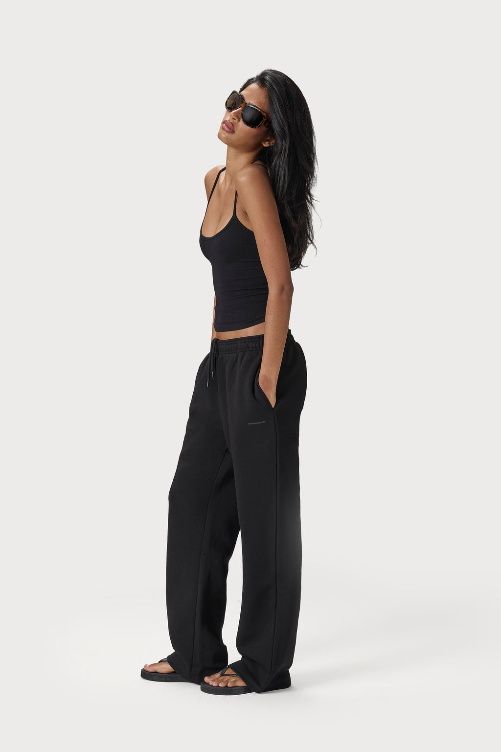 Seekers Classic Wide Leg Sweatpants in Washed Black
