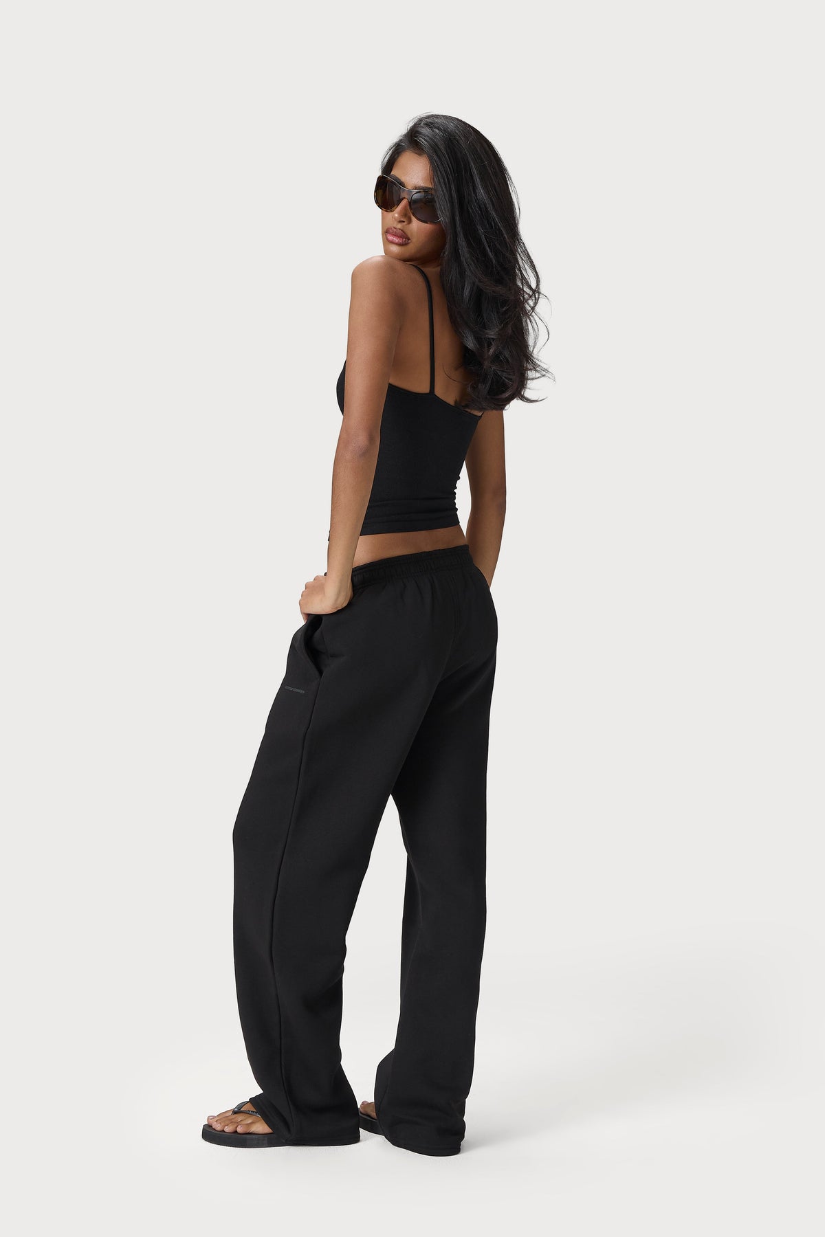Seekers Classic Wide Leg Sweatpants in Washed Black