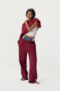 Seekers Classic Wide Leg Sweatpants in Burgundy