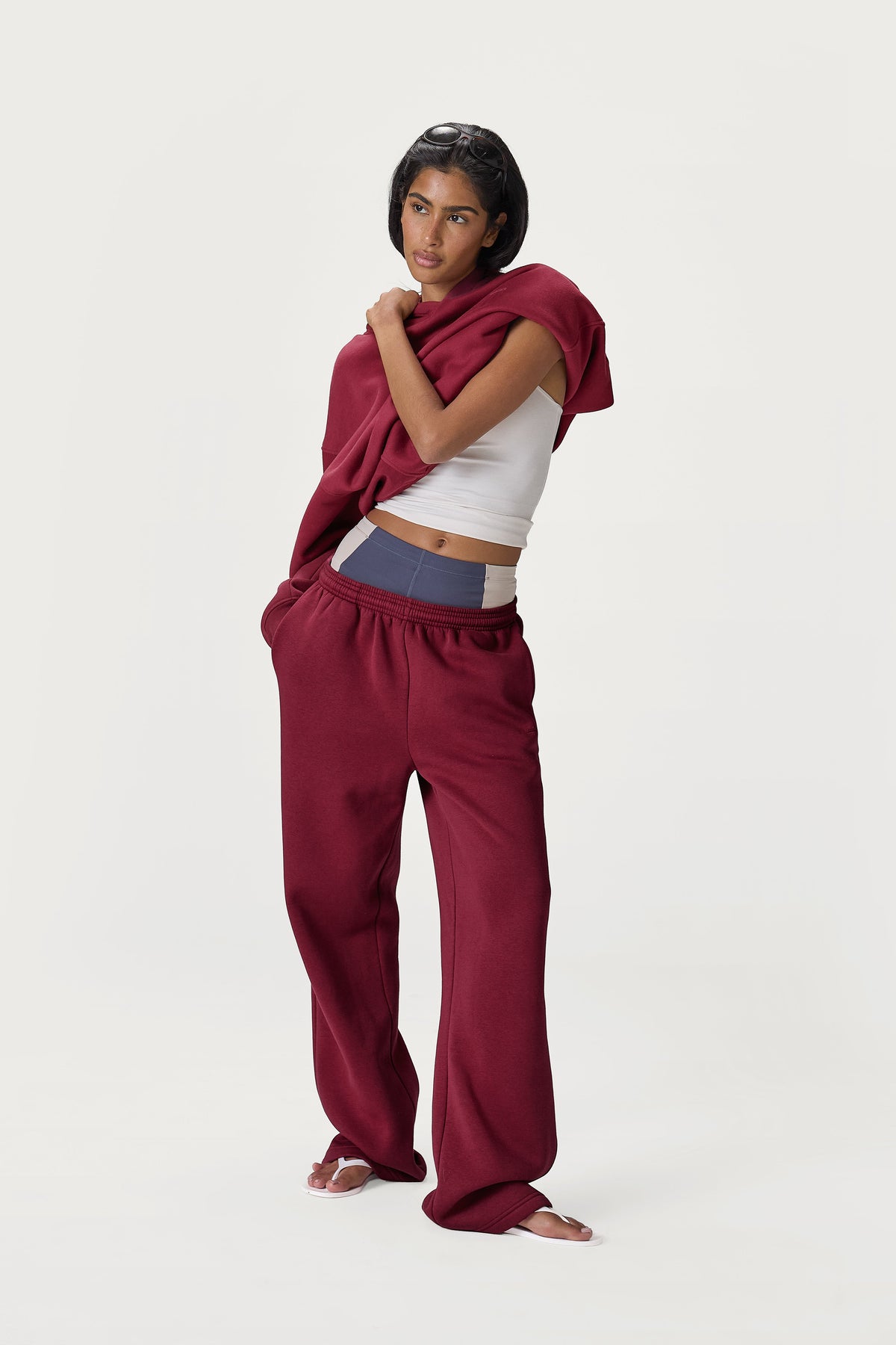 Seekers Classic Wide Leg Sweatpants in Burgundy