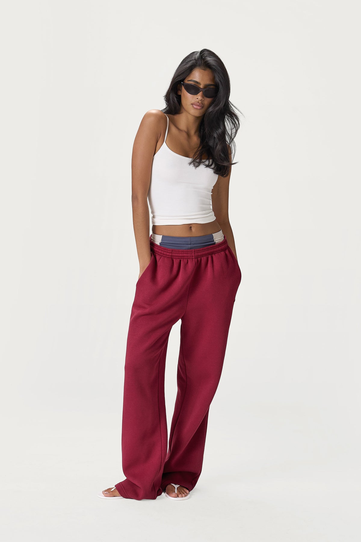 Seekers Classic Wide Leg Sweatpants in Burgundy