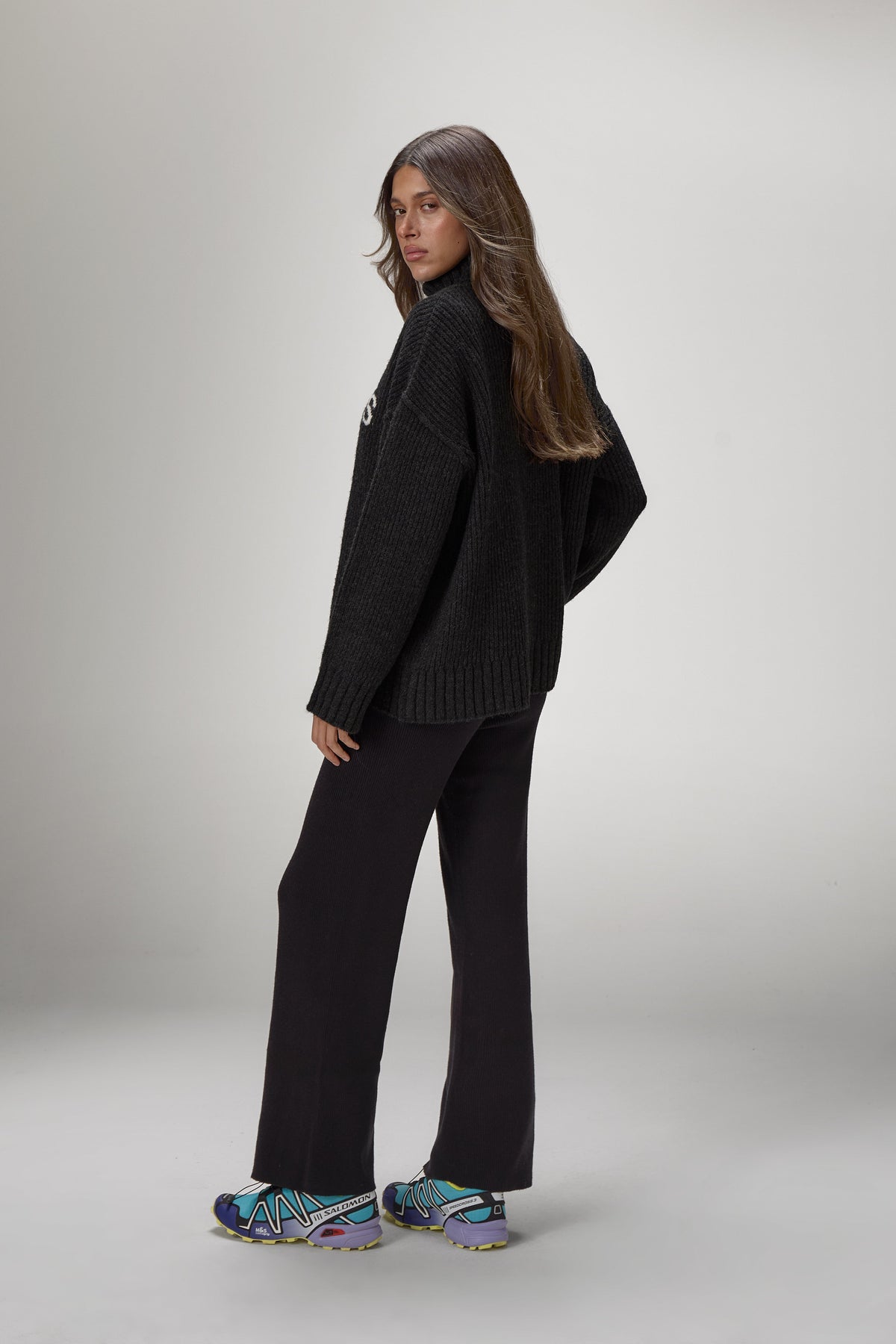 Misty Roll Neck Knit Jumper in Black