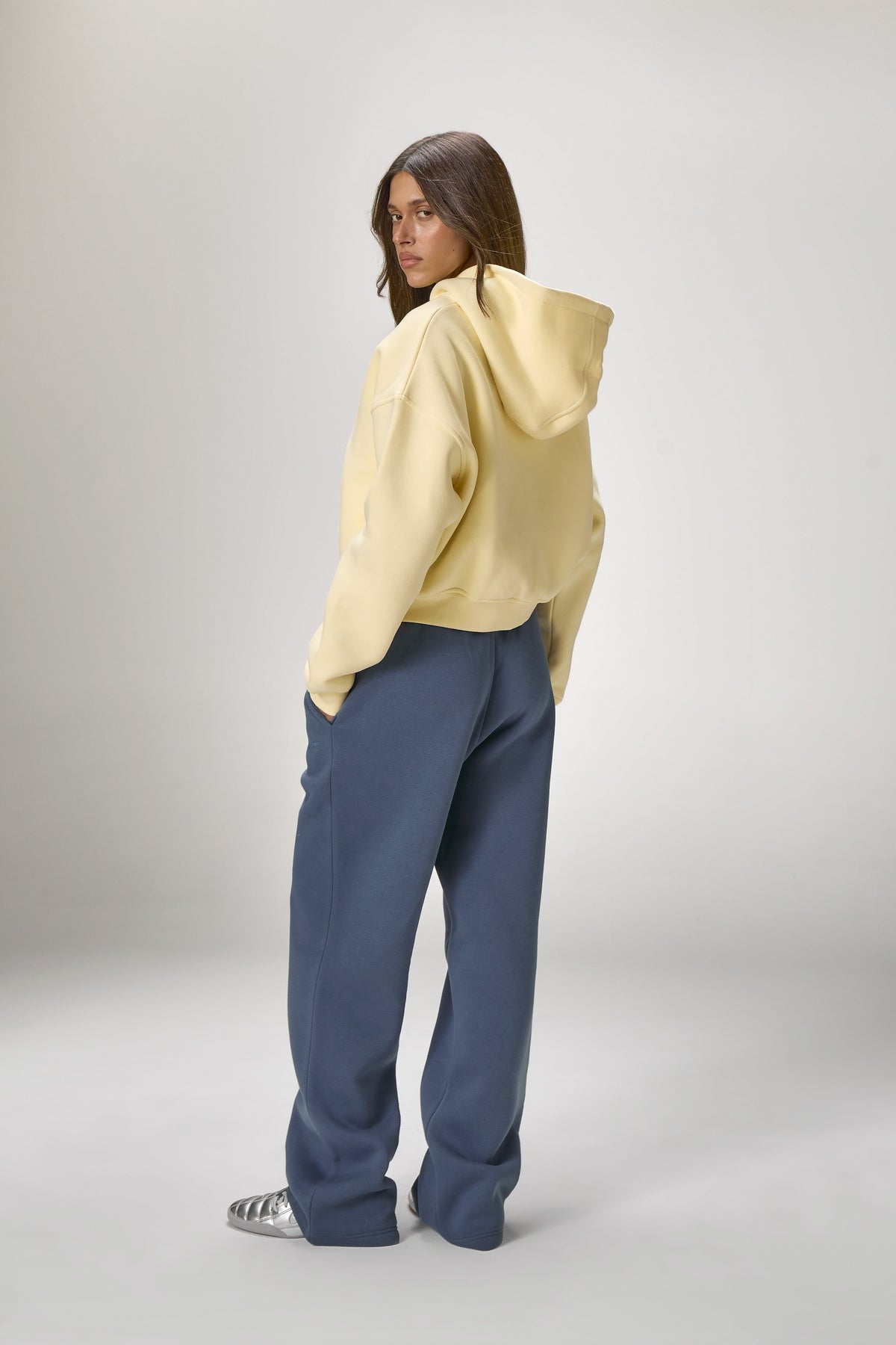 Trademark Shrunken Zip Up Hoodie in Butter Yellow