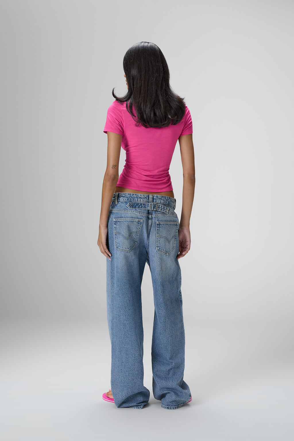 Lovers Stretch Baby Tee in Hottest Pink