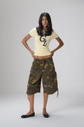 Good Luck Stretch Baby Tee in Yellow
