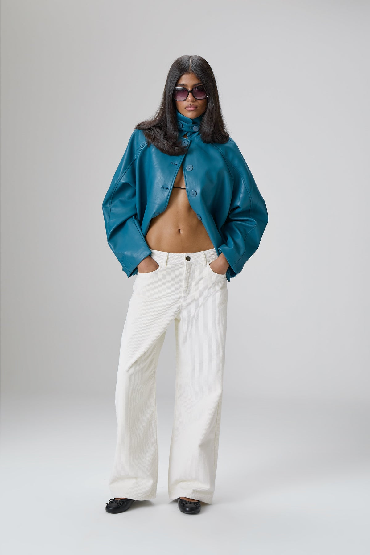 Bethel Off-White Cord Wide Leg Trouser