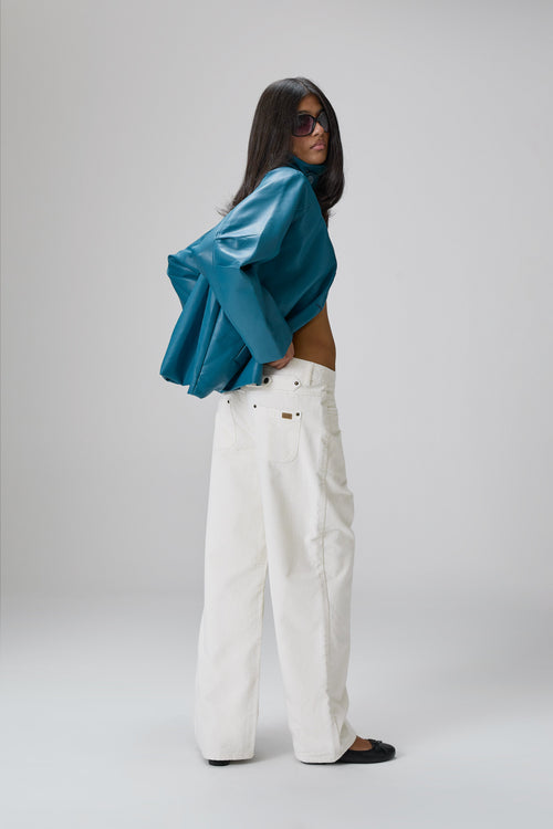 Bethel Off-White Cord Wide Leg Trouser
