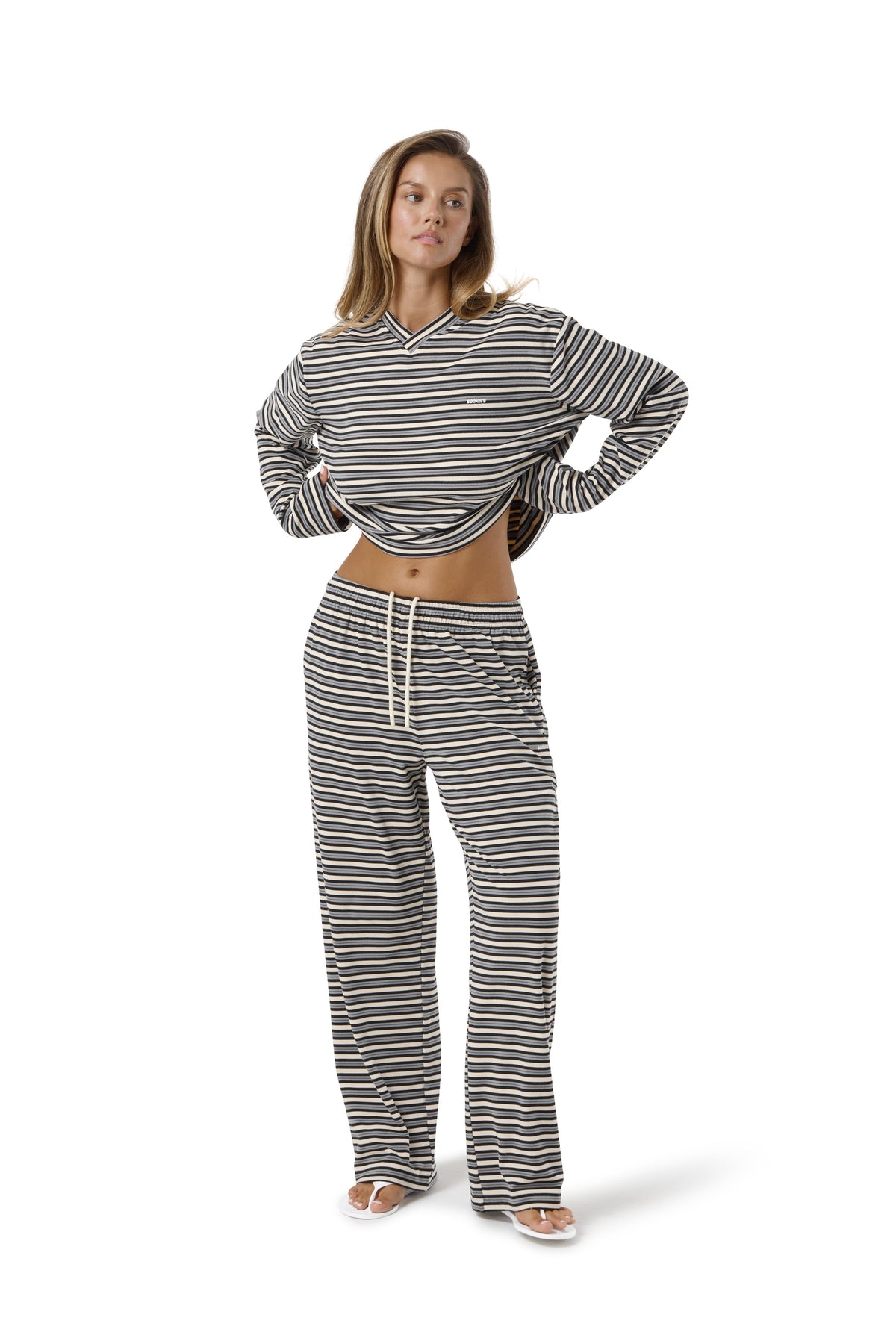 Wilkie Soft Wide Leg Pants in Multi Cream