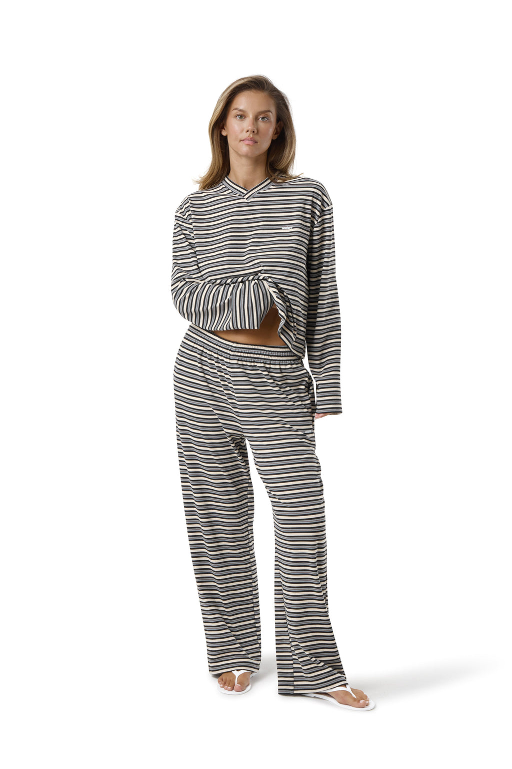 Wilkie Soft Wide Leg Pants in Multi Cream