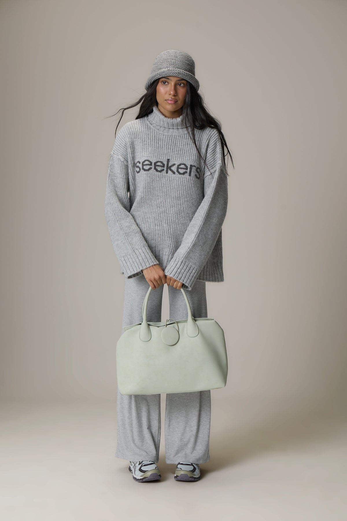 Misty Roll Neck Knit Jumper in Grey