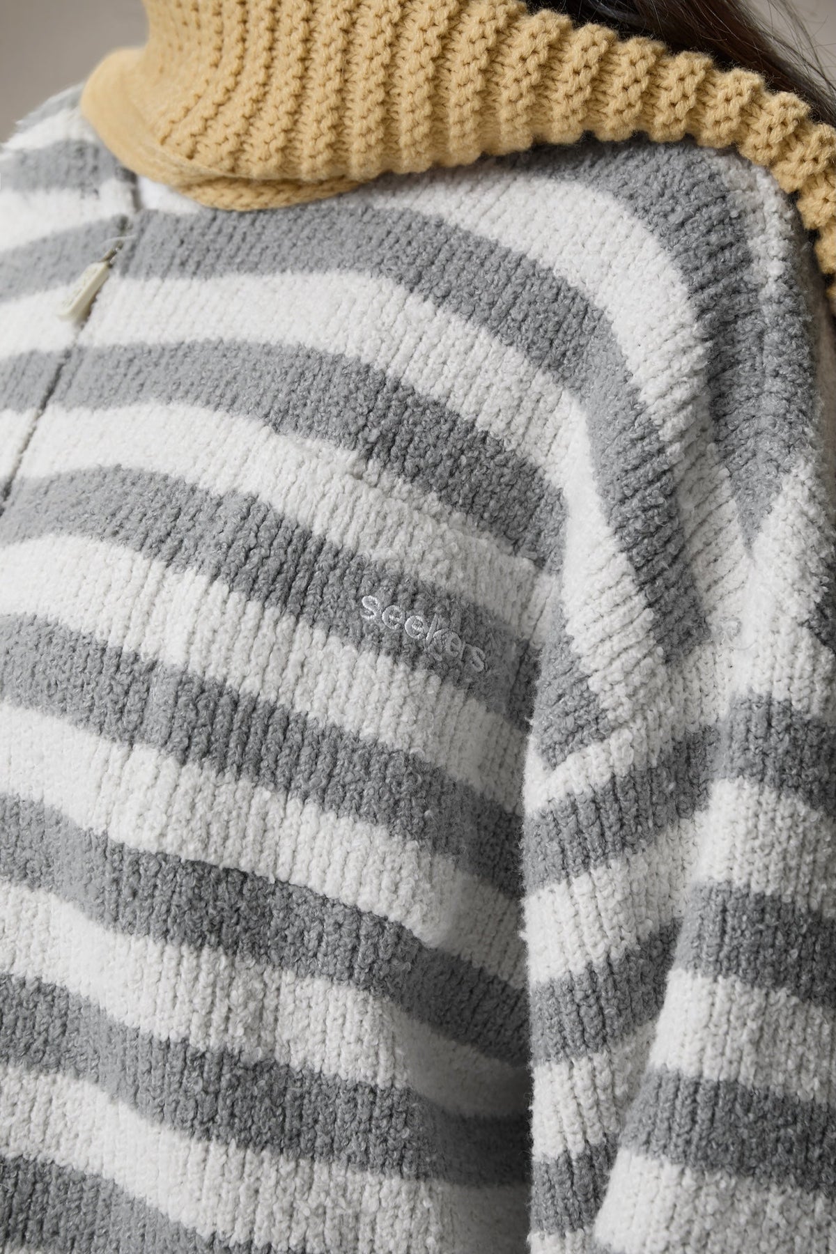 Jasper Knit Hoodie Zip Up in Grey
