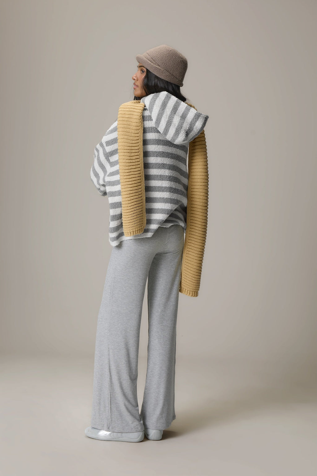 Jasper Knit Hoodie Zip Up in Grey
