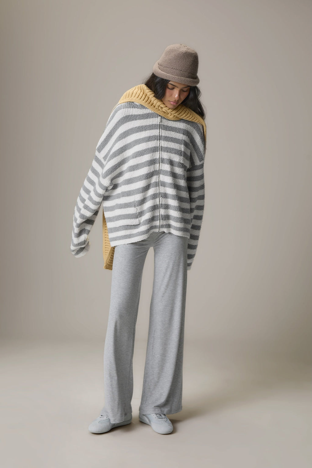 Jasper Knit Hoodie Zip Up in Grey