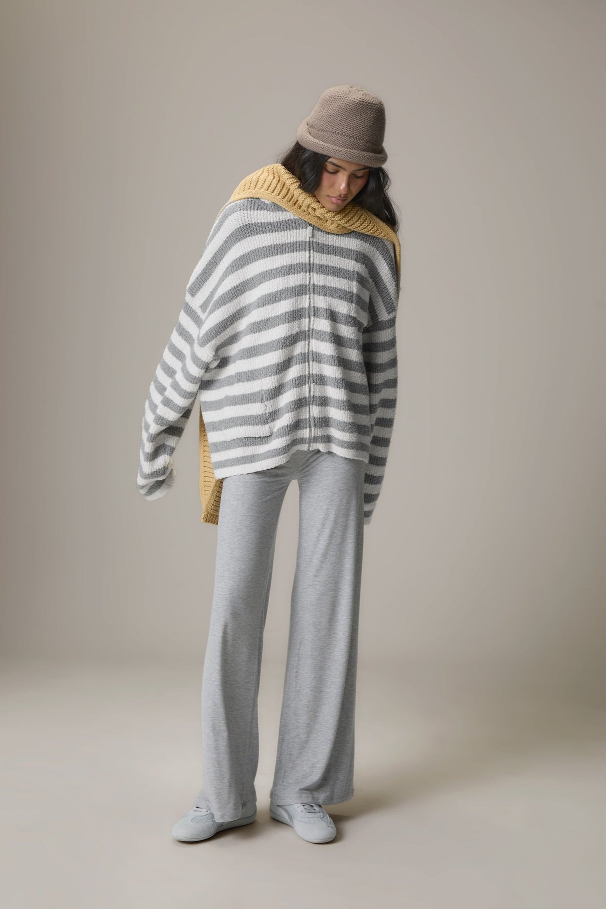 Jasper Knit Hoodie Zip Up in Grey