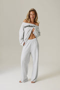 Slouch Wide Leg Sweatpants in Grey Marl