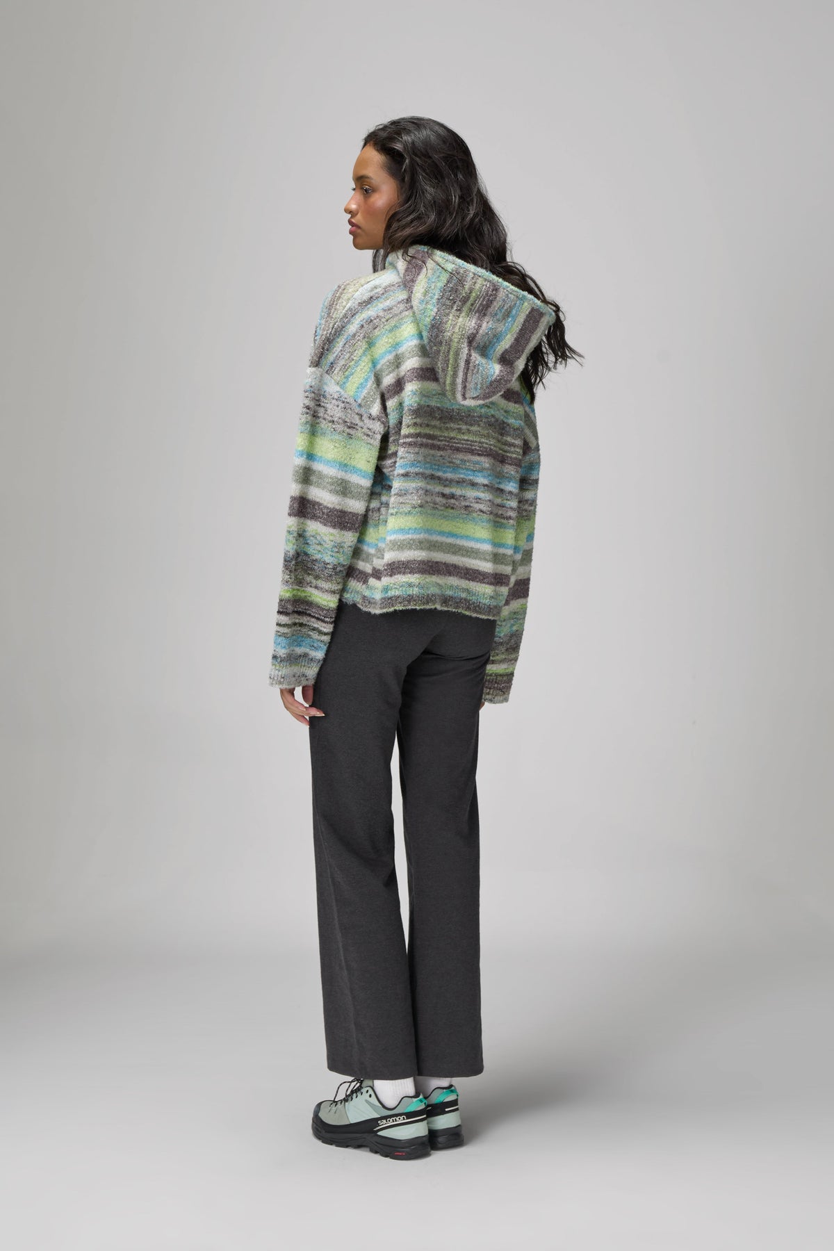 Emmett Knit Zip Up Hoodie in Lime