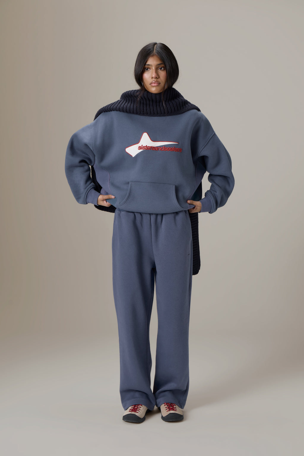 Seekers Classic Wide Leg Sweatpants in Vintage Blue