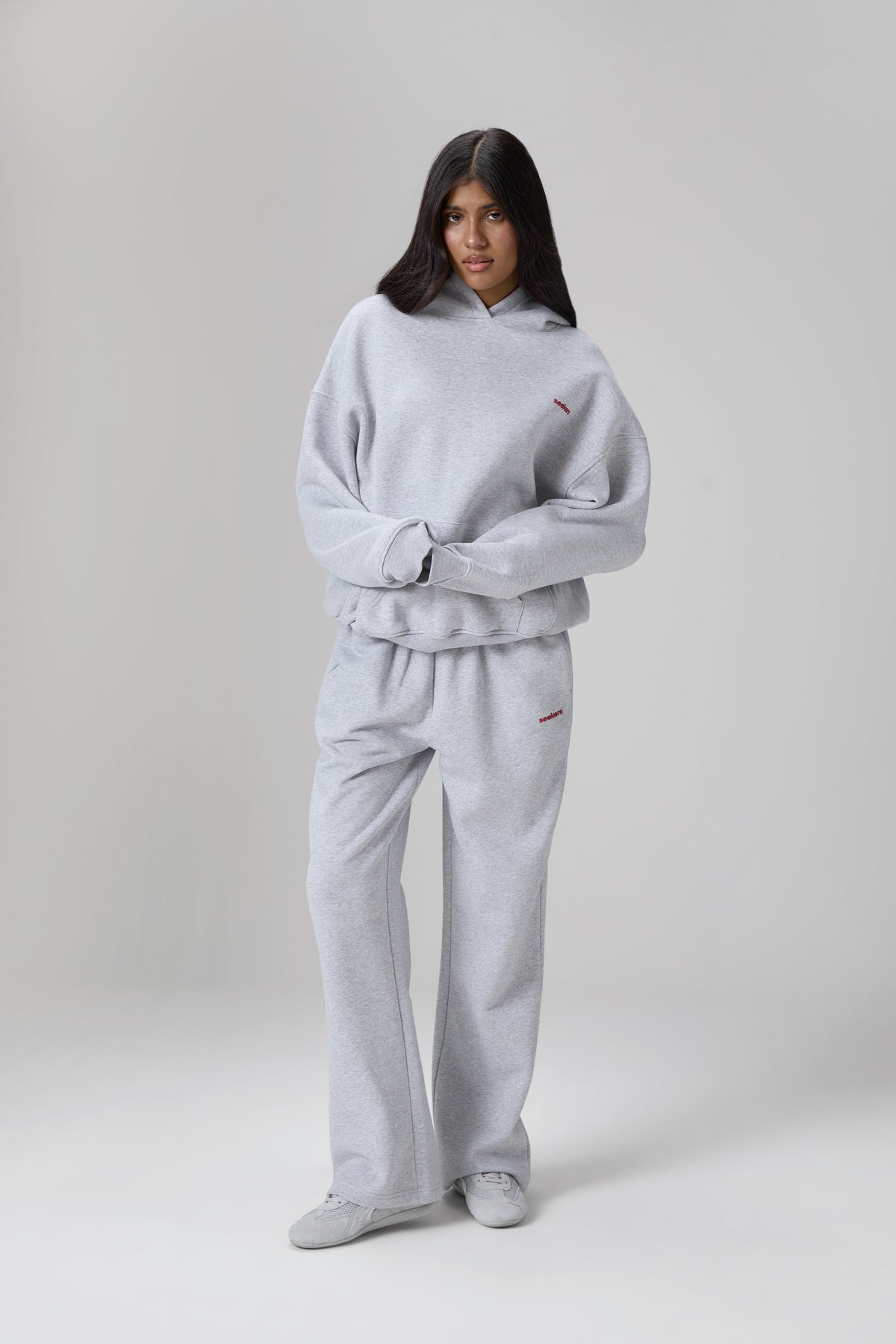 Seekers Classic Wide Leg Sweatpants in Grey Melange
