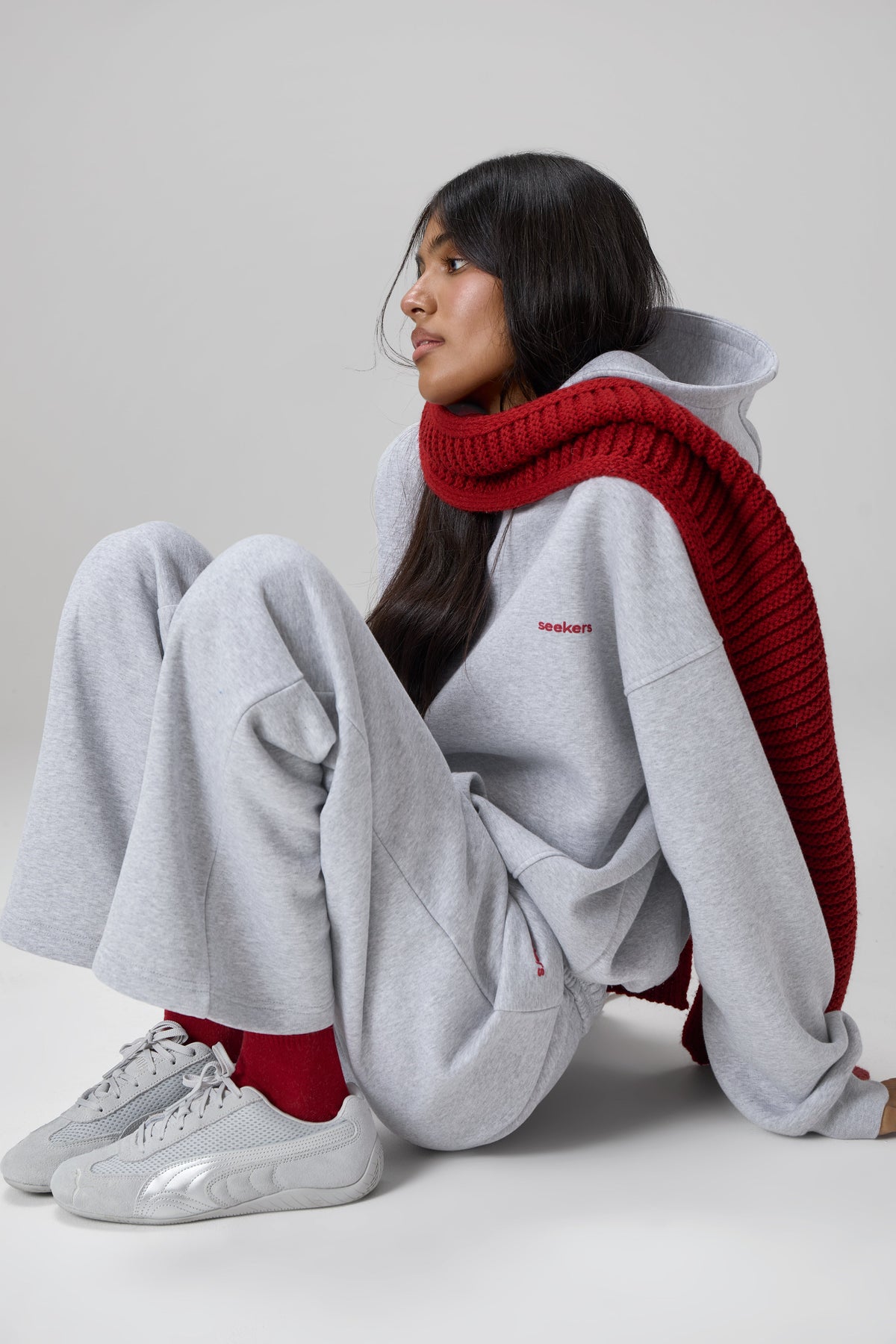 Seekers Classic Wide Leg Sweatpants in Grey Melange