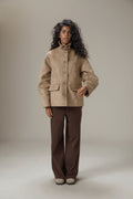 Elmer Faux Suede Button Jacket in Tan