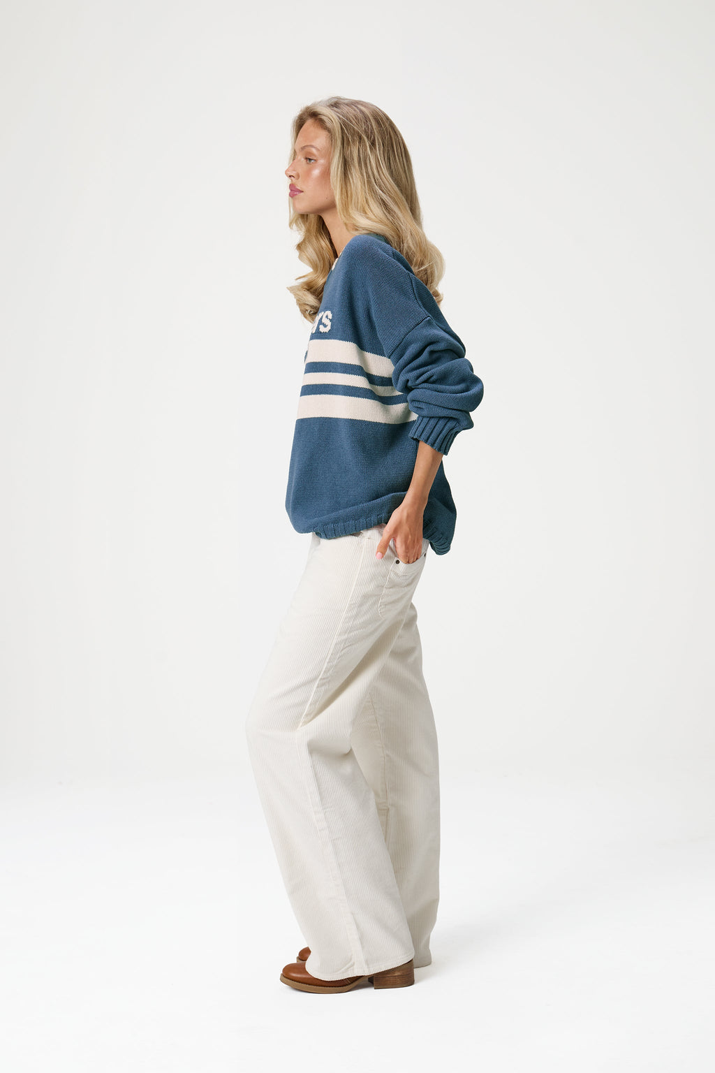 Peggy Logo Knit Sweater in Blue