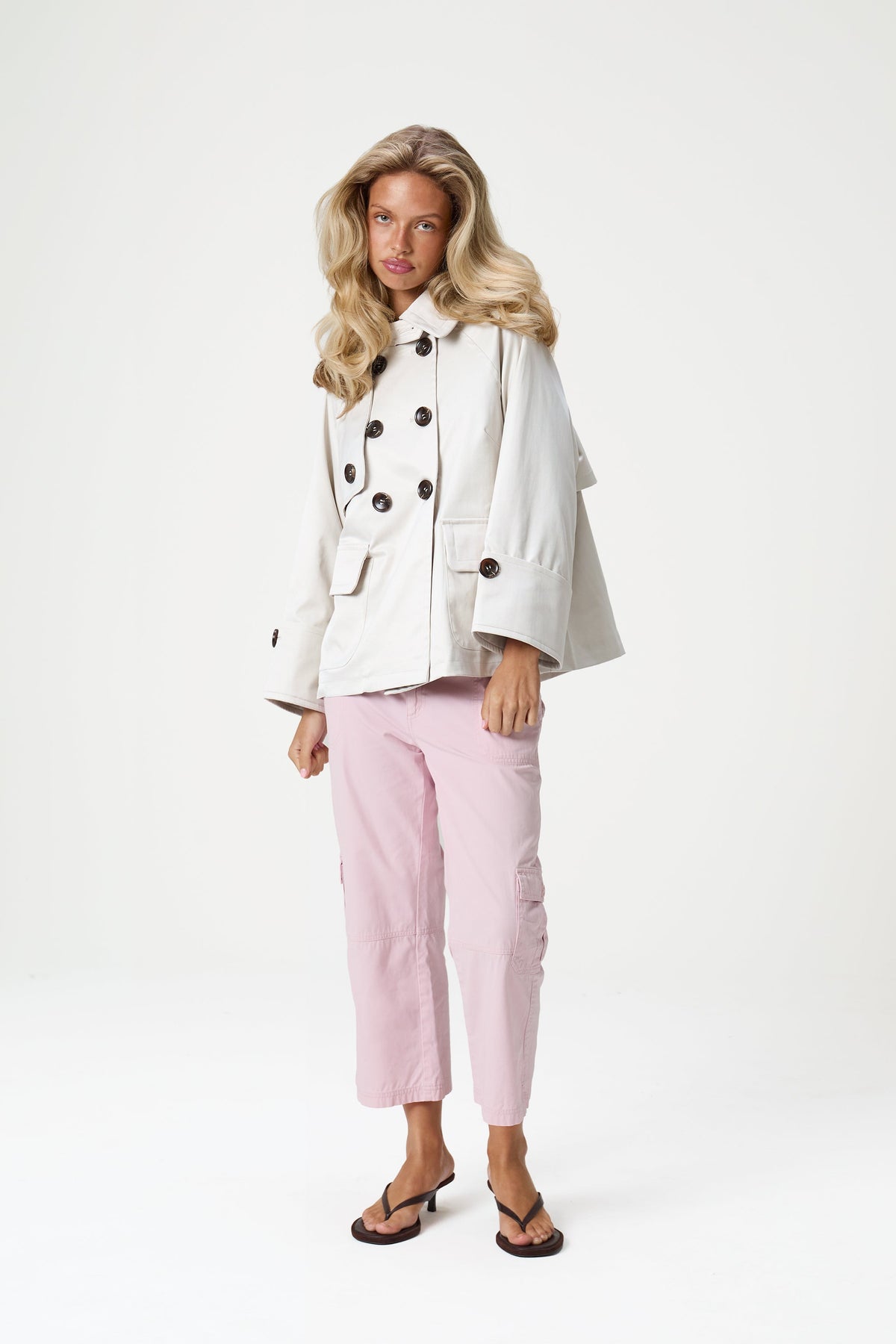 Duffy Pea Coat in Classic Beige