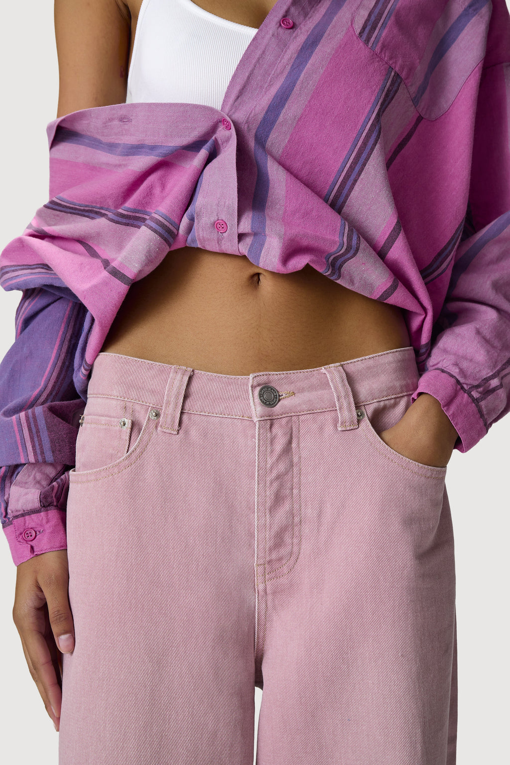 Mopsy Wide Leg Jeans in Washed Pink