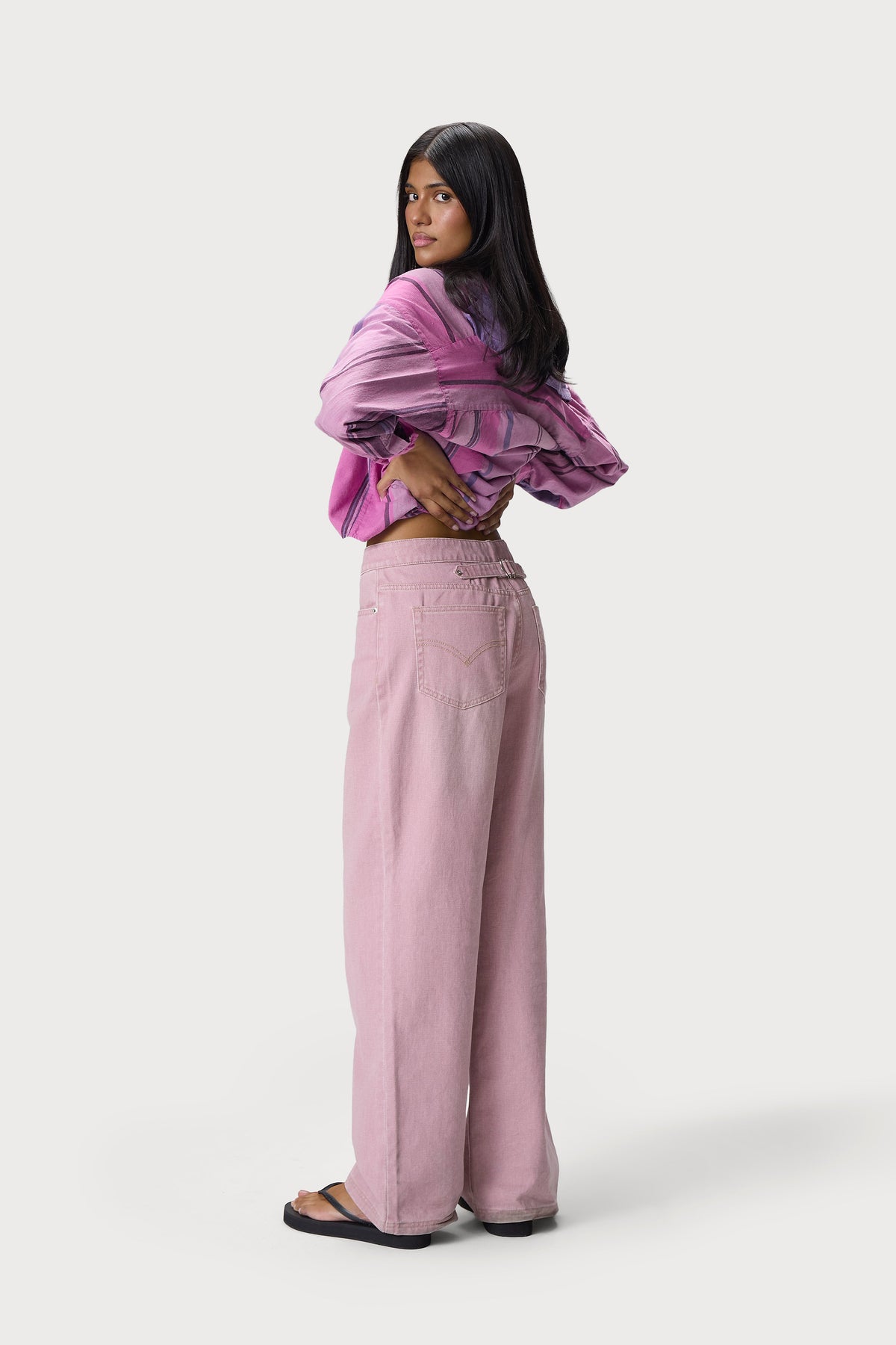 Mopsy Wide Leg Jeans in Washed Pink