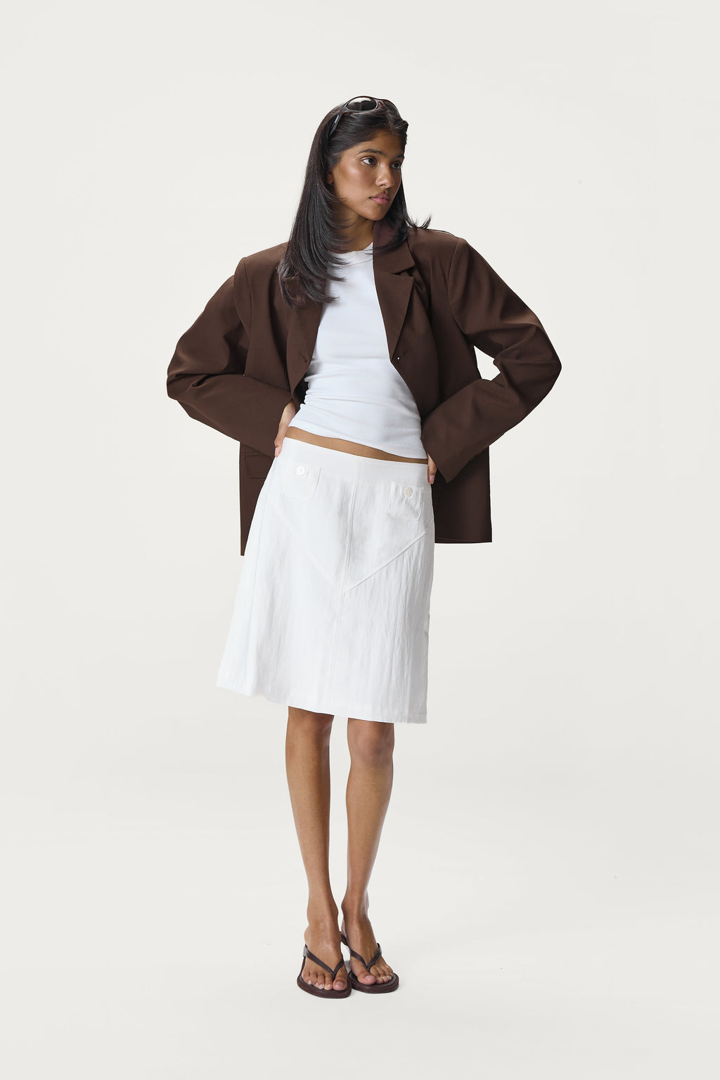 Billie Lightweight Midi Skirt in White