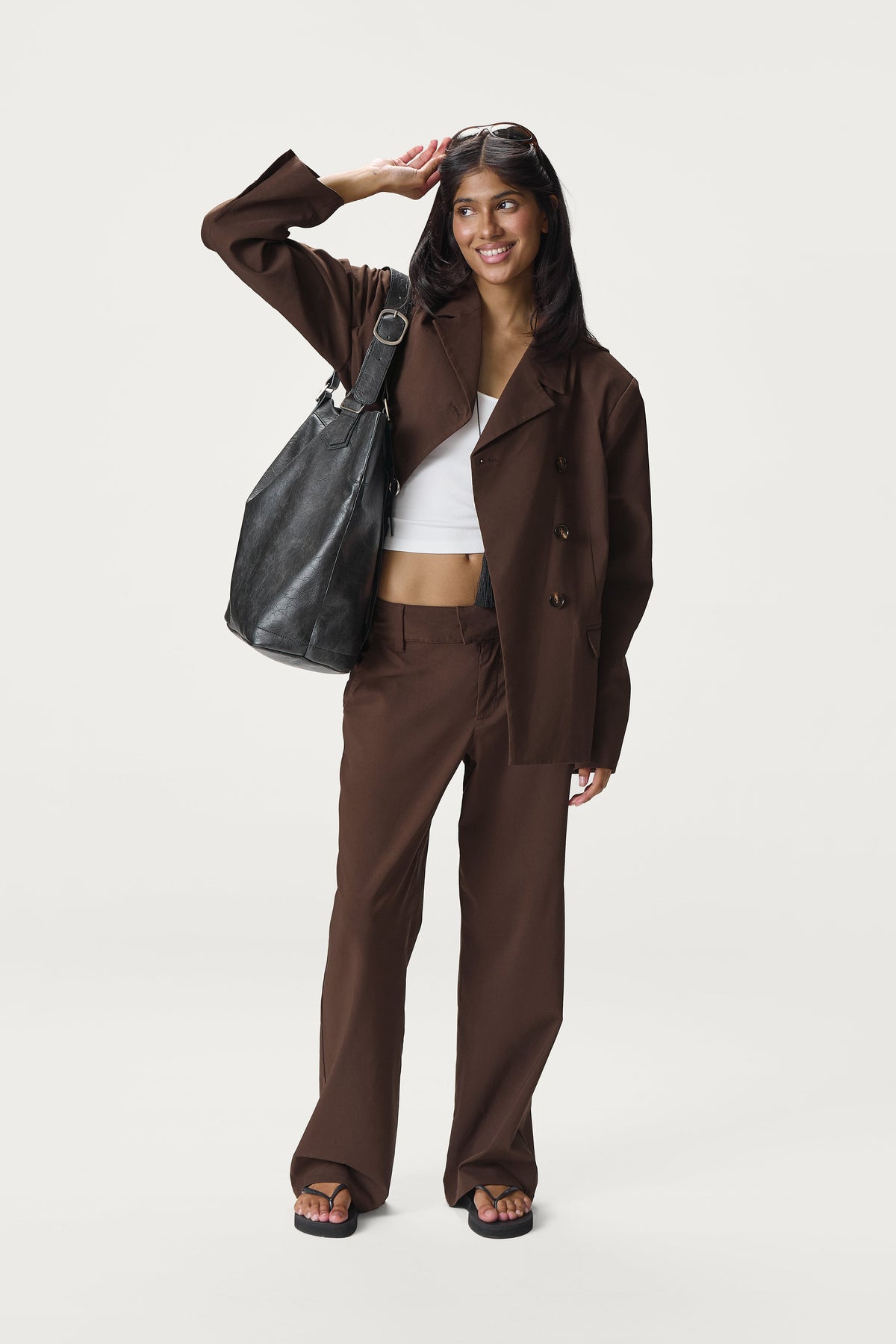 Fargo Straight Leg Trousers in Brown