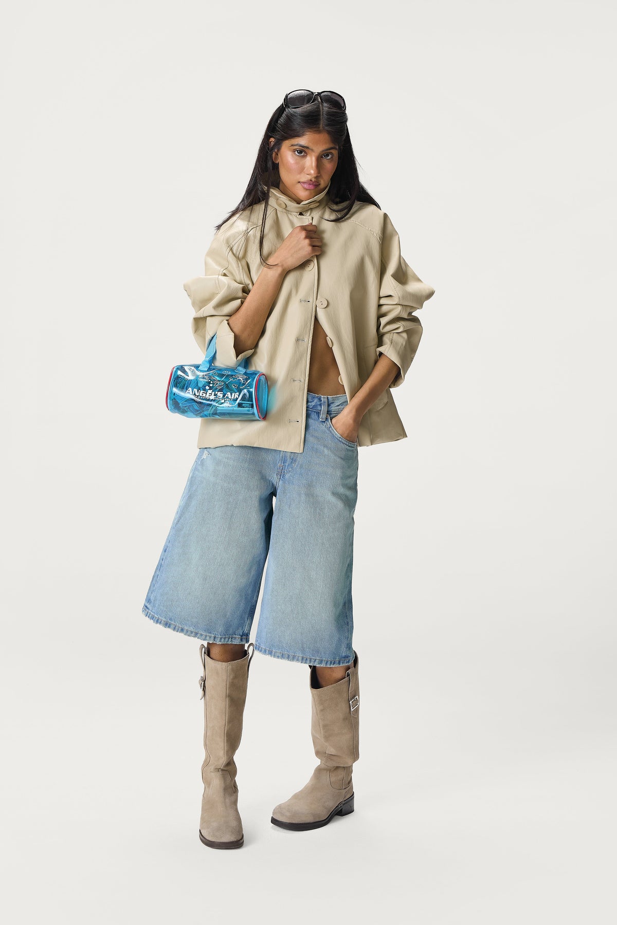 Hollies Classic Faux Leather Jacket in Sand