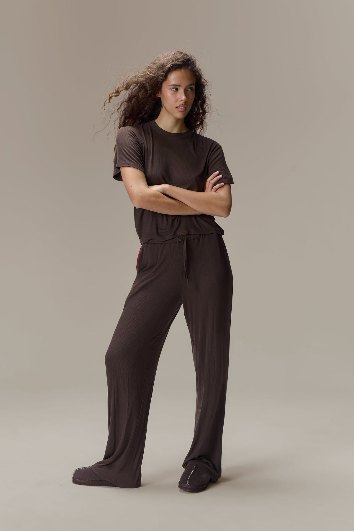 Seekers Sleepwear Modal Jersey Tee in Brown